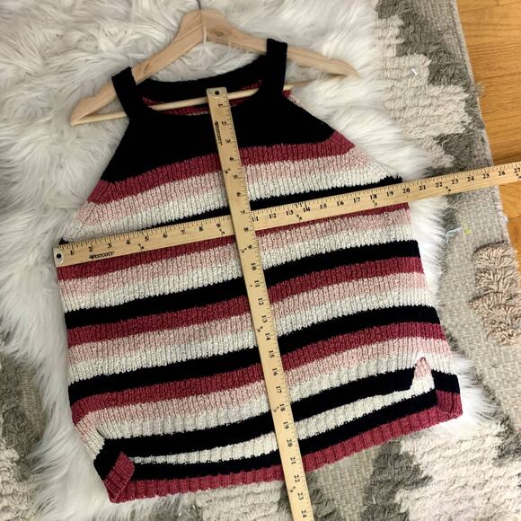 J Crew Chunky Knit Stripe Sleeveless Sweater Pink Blue XL Extra Large - Picture 8 of 8